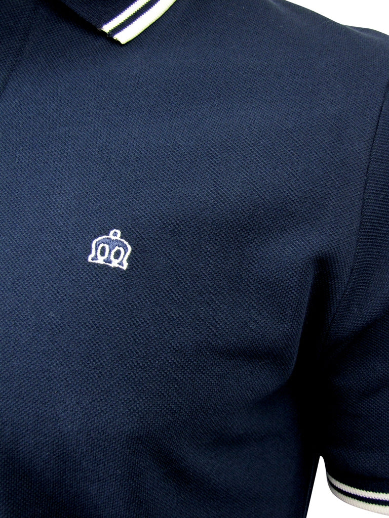 Mens Merc London 'Card' Pique Polo Shirt Mod Retro, 02, CARD_, Navy