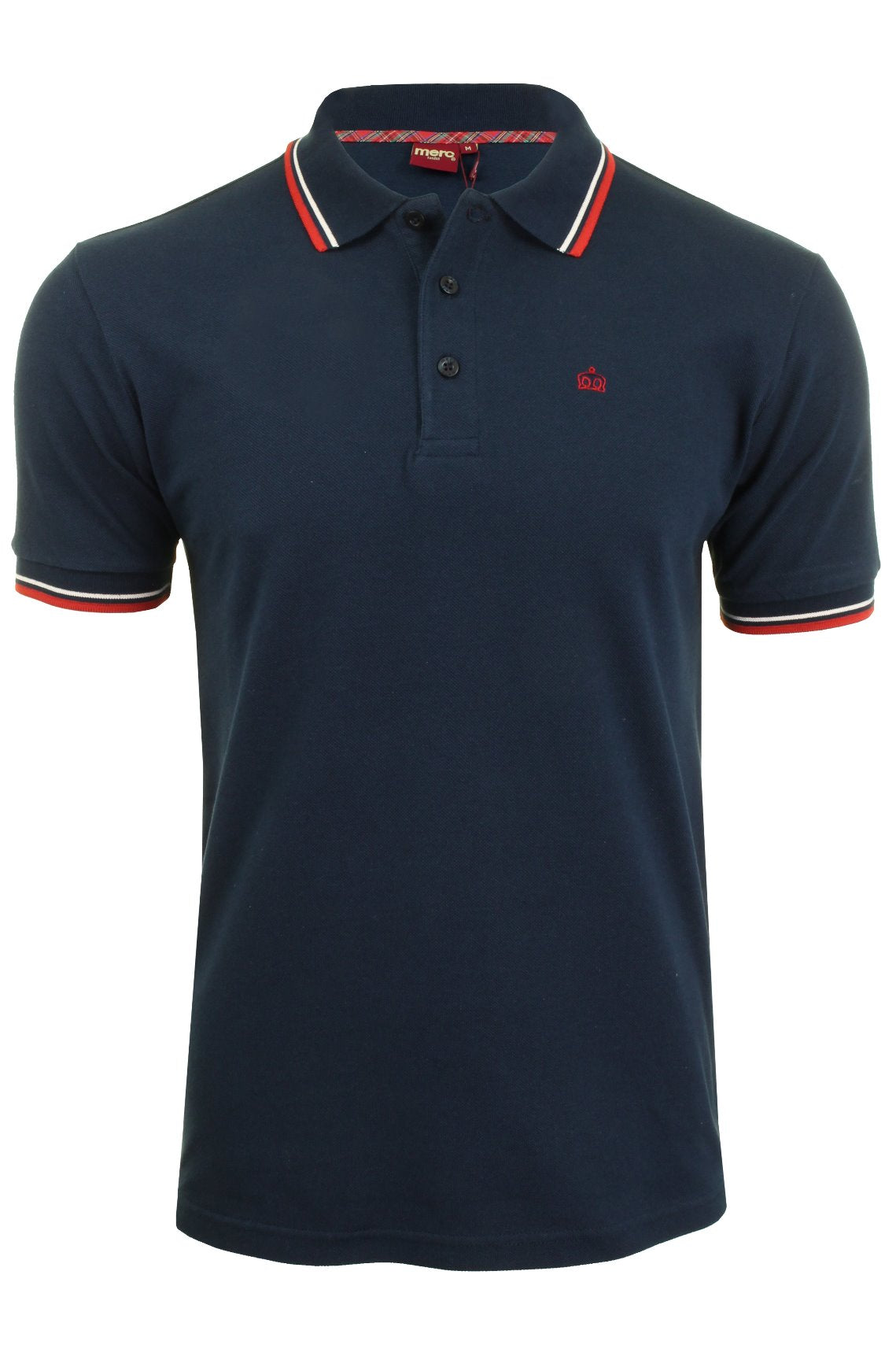 Mens Merc London 'Card' Pique Polo Shirt Mod Retro, 01, CARD_, Navy Blue/ Red