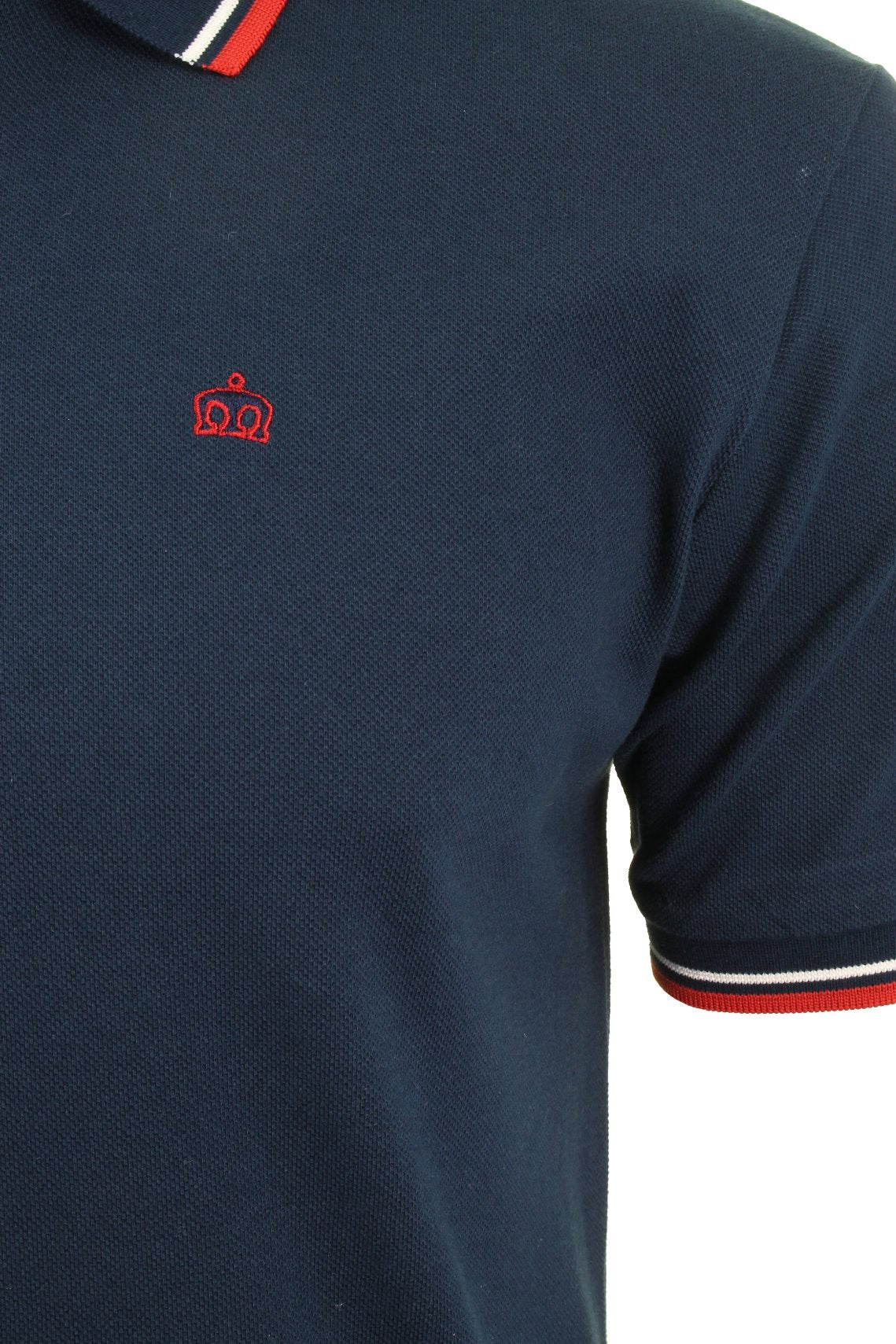 Mens Merc London 'Card' Pique Polo Shirt Mod Retro, 02, CARD_, Navy Blue/ Red