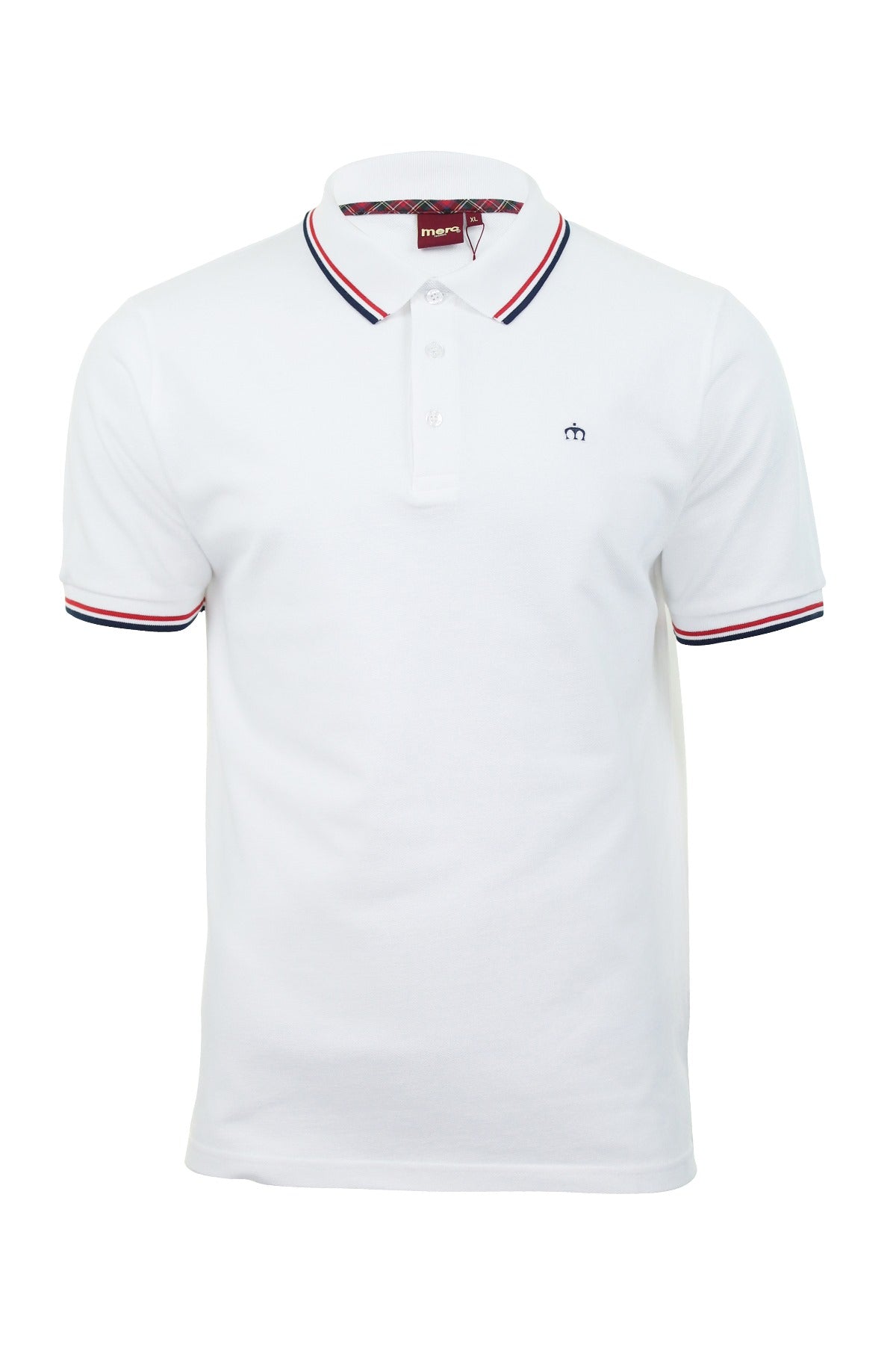 Mens Merc London 'Card' Pique Polo Shirt Mod Retro, 01, CARD_, White - Red