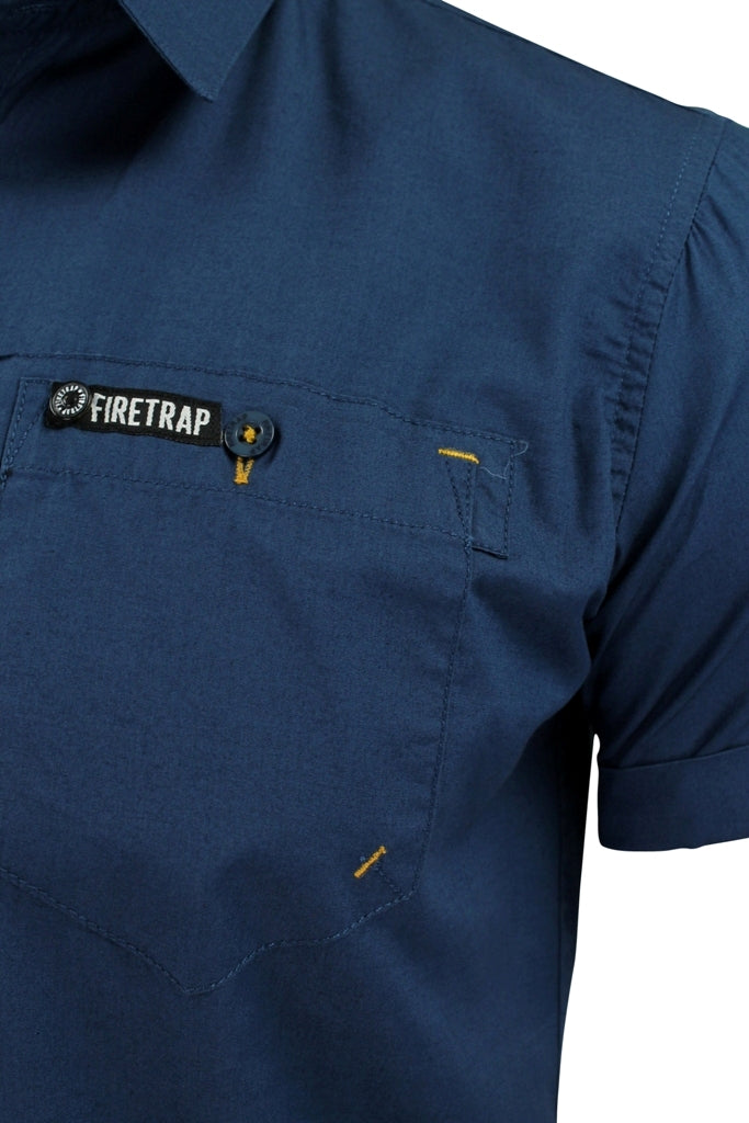 Mens Short Sleeved Shirt by Firetrap, 03, Sebbon, Elyne - Denim
