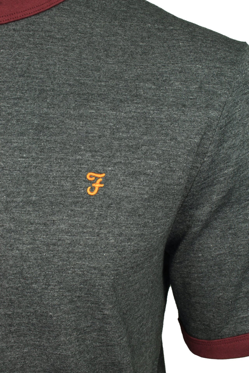 Farah Mens Ringer Short Sleeve T-Shirt, 02, F4Kfd041, #colour_Farah Grey Marl