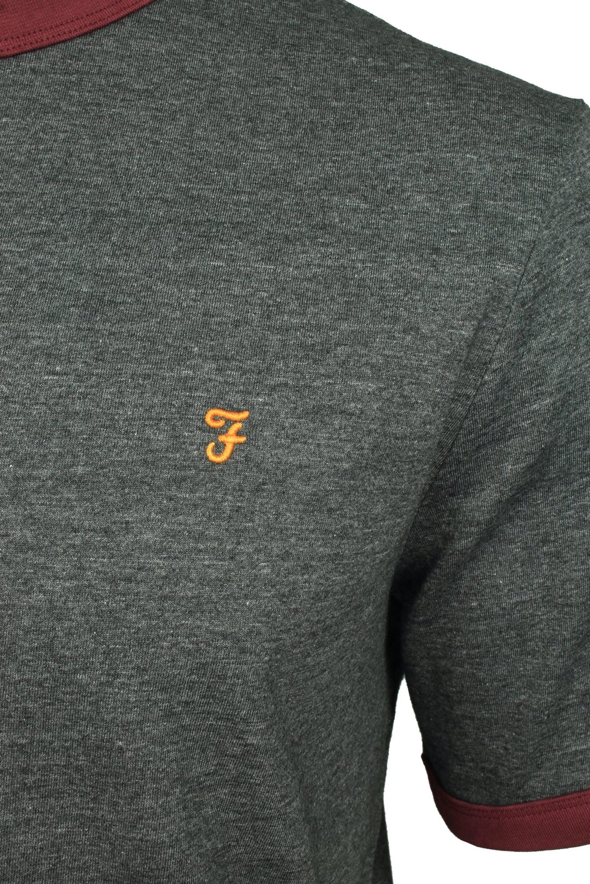 Farah Mens Ringer Short Sleeve T-Shirt, 02, F4Kfd041, Farah Grey Marl