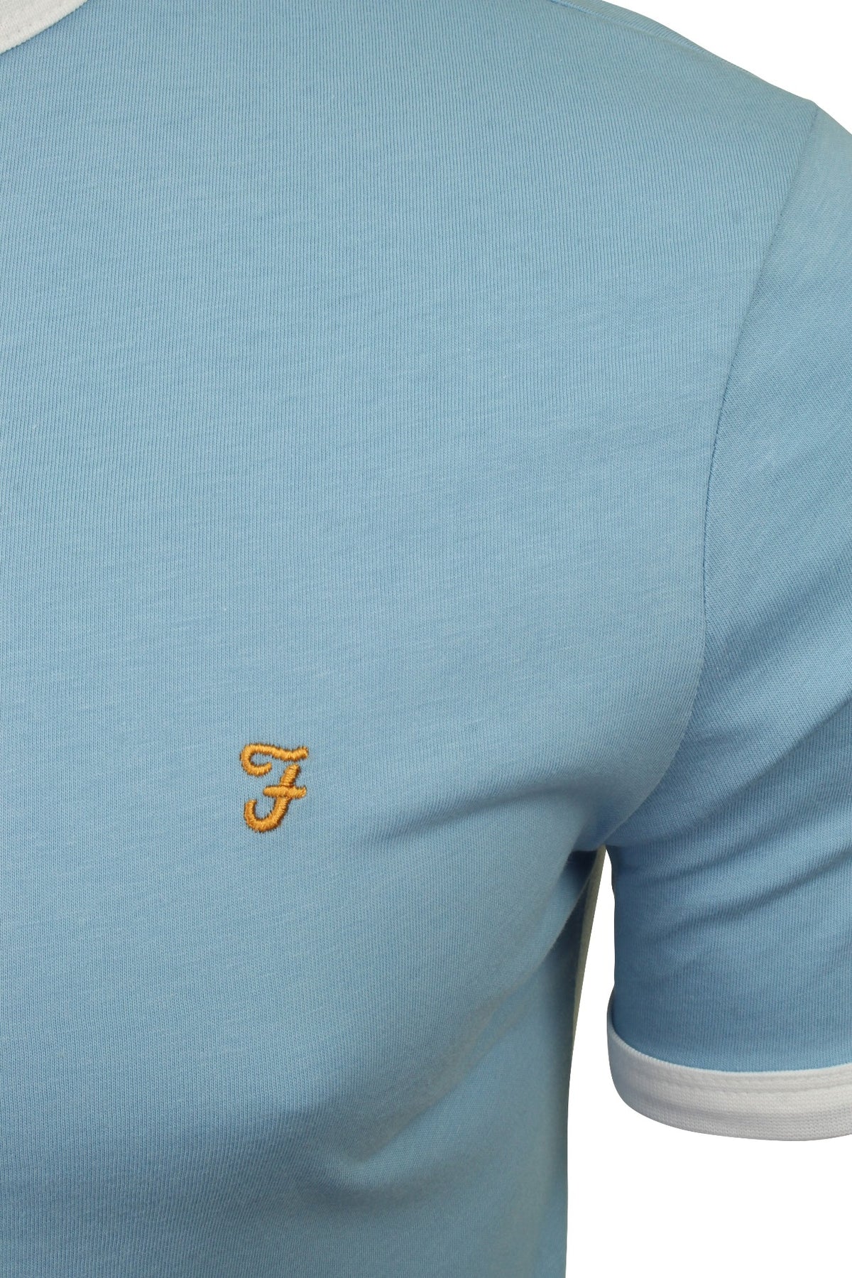 Farah Mens Crew Neck T-Shirt 'Groves Ringer Tee' - Short Sleeved, 02, F4KS60H9GP, Moonstone