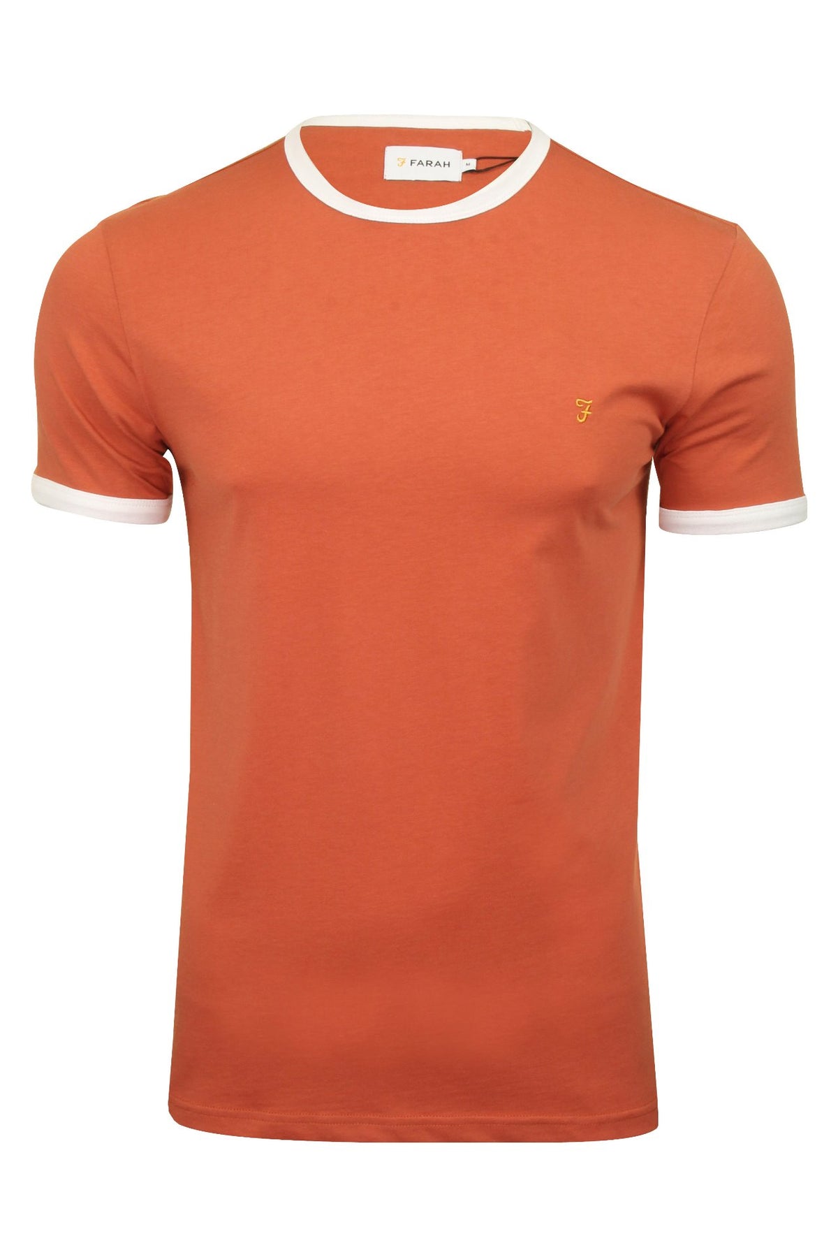 Farah Mens Crew Neck T-Shirt 'Groves Ringer Tee' - Short Sleeved, 01, F4KS60H9GP, Jalapeno