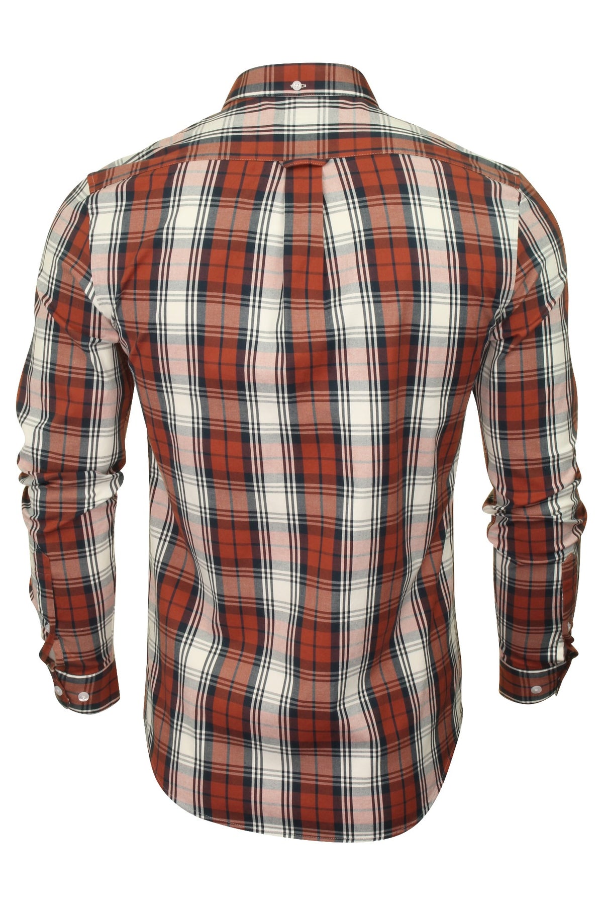 Farah Mens Check Shirt Brewer Blackwatch - Long Sleeved (Russet, XXL), 03, F4WF80C0GP, Russet