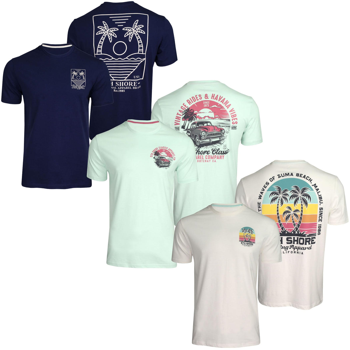 Xact Men's 3-Pack Printed Crew Neck T-Shirt, 100% Cotton, Short Sleeve
