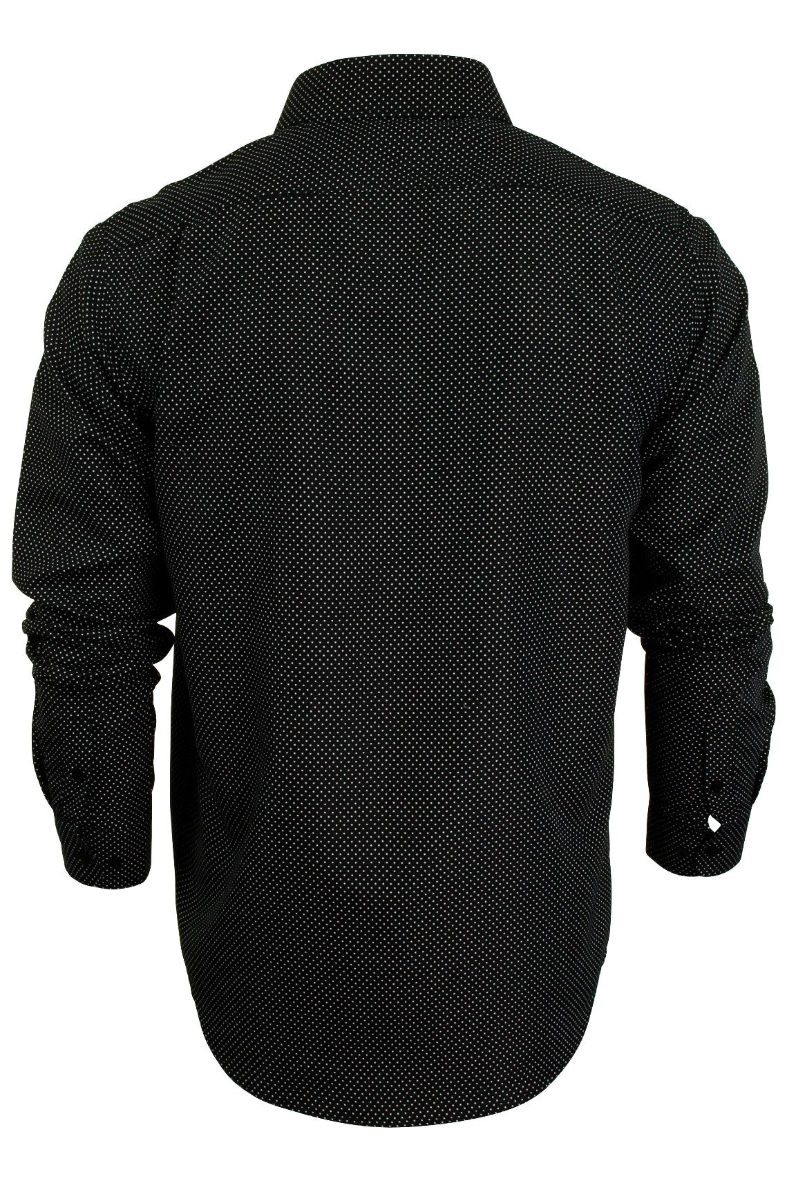 Mens Spotted Print Shirt by Process Black 'Cell' Long Sleeve Brave Soul, 03, Msh-Pb475Cell, Jet Black