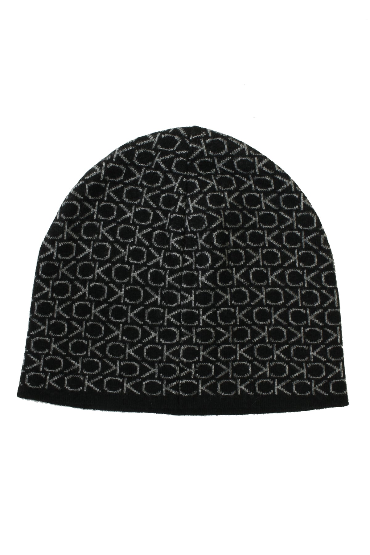 Calvin Klein Mens CK Monogram Wool No Fold Beanie Hat (Ck Black, One Size), 02, K50K509689, Ck Black