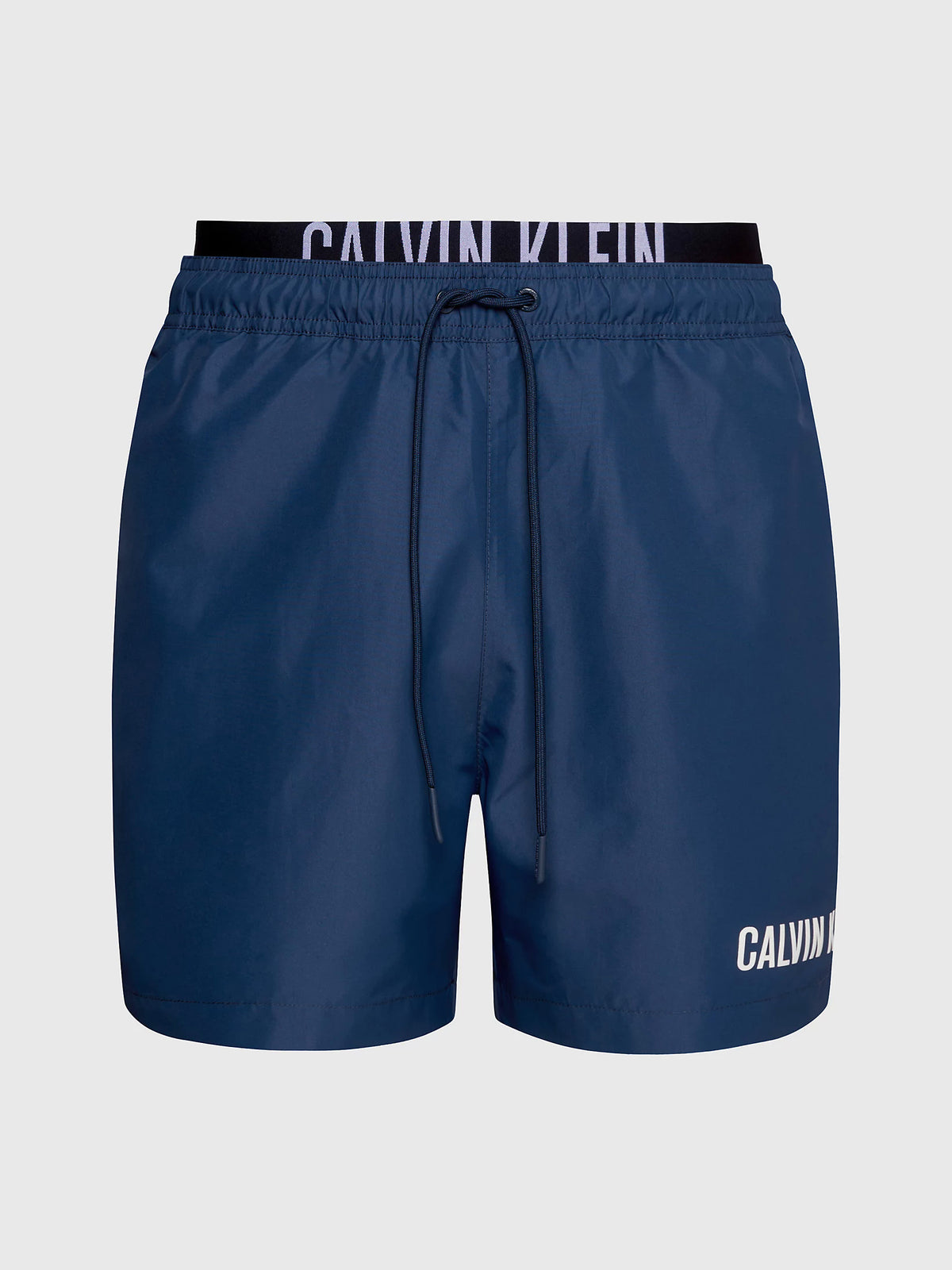 Calvin Klein Mens Double Waistband 'Intense Power' Swim Shorts, 05, Km0Km00992, Signature Navy