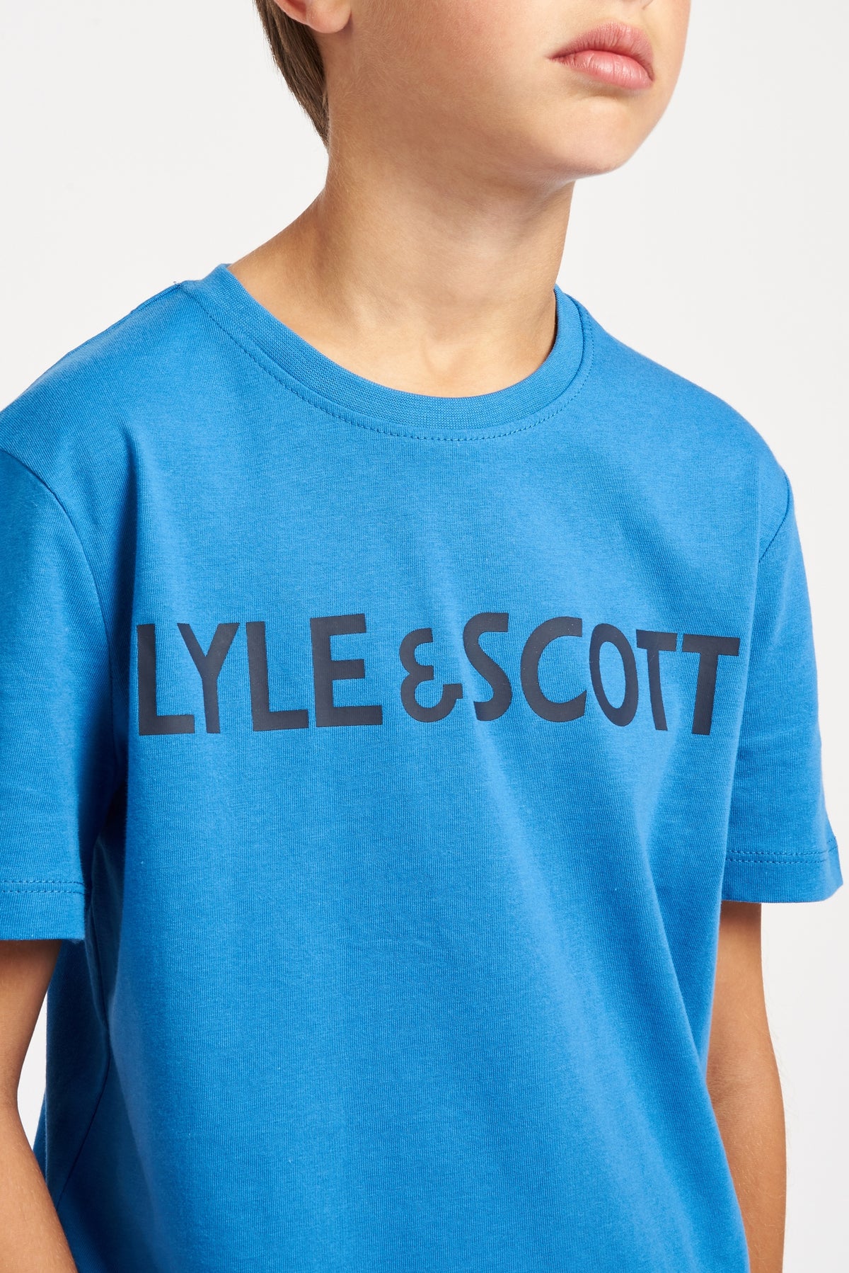 Lyle & Scott Boys 'Text Tee' Short Sleeved T-Shirt, 05, Lsc0896, Vallarta Blue
