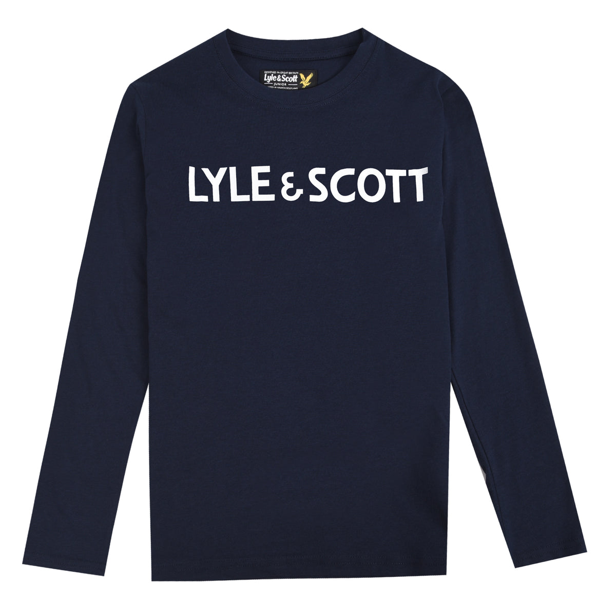 Lyle & Scott 'Text Tee' Long Sleeved T-Shirt, 01, Lsc0951, Navy Blazer