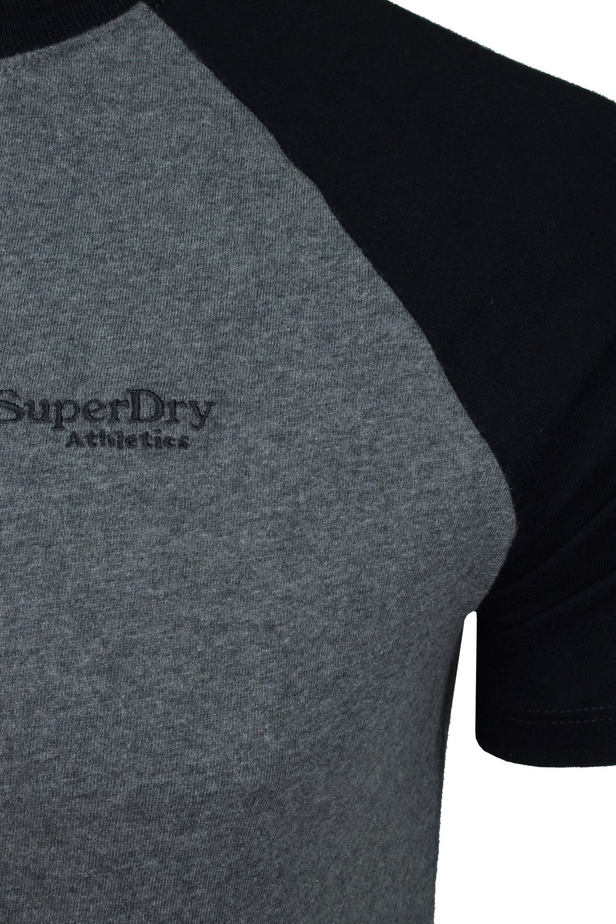 Superdry Mens Organic Cotton Essential Logo Baseball T-Shirt, 02, M1011838A, Rich Charcoal Marl/ Black