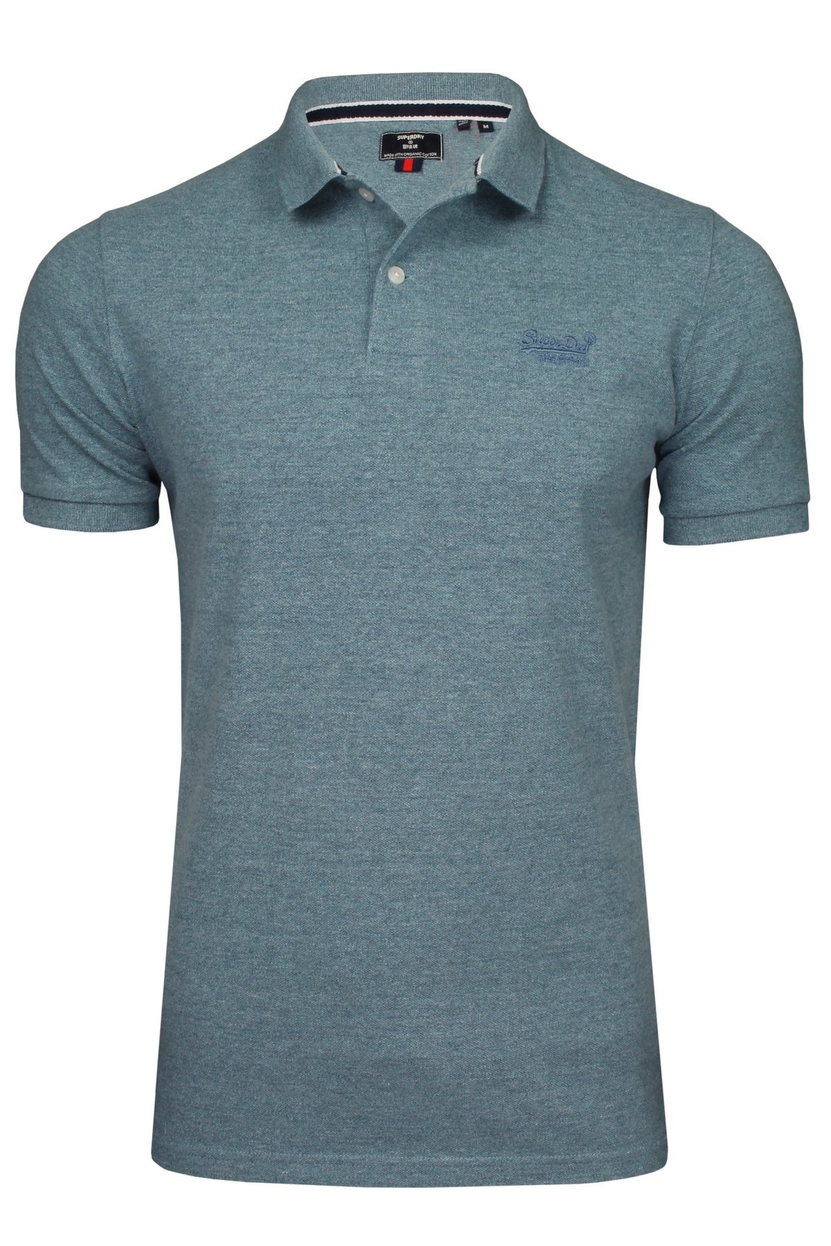 Superdry Polo Shirt 'Classic Pique Polo' Short Sleeve, 01, M1110247A, Desert Sky Blue Grit