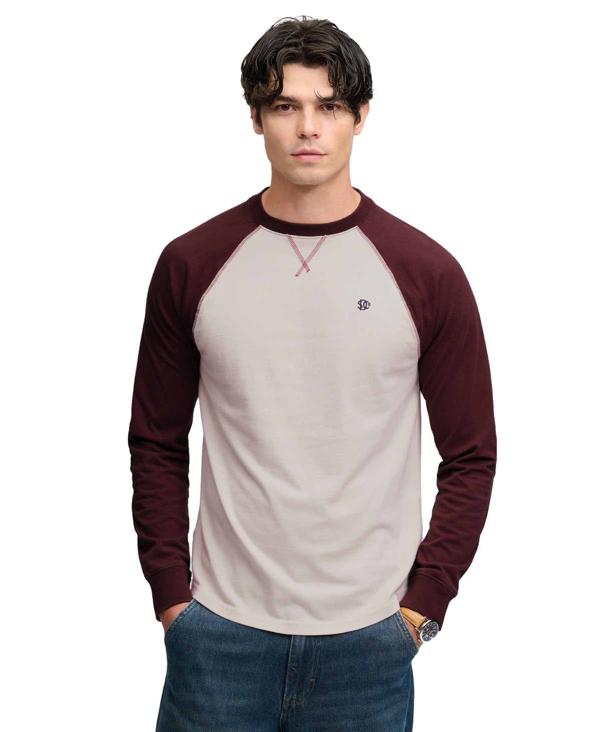 Superdry Mens 'Vintage Athletic Baseball Top' Long Sleeve T-Shirt
