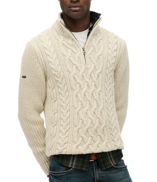 Superdry Mens Vintage 'Jacob' Cable Knit Half Zip Jumper