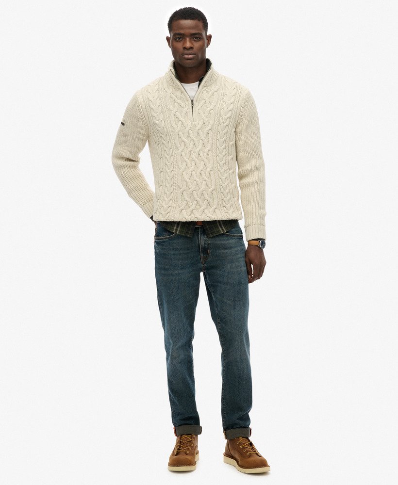 Superdry Mens Vintage 'Jacob' Cable Knit Half Zip Jumper