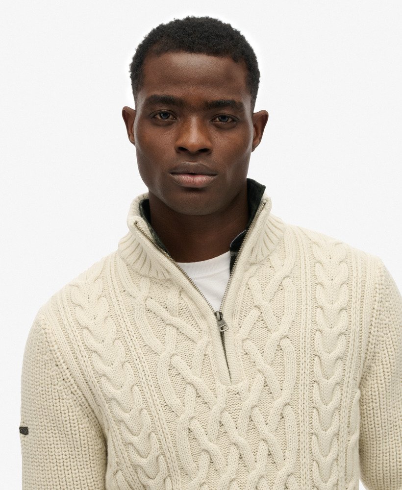 Superdry Mens Vintage 'Jacob' Cable Knit Half Zip Jumper