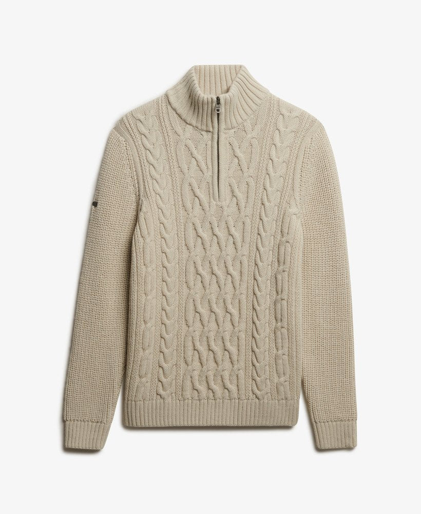 Superdry Mens Vintage 'Jacob' Cable Knit Half Zip Jumper