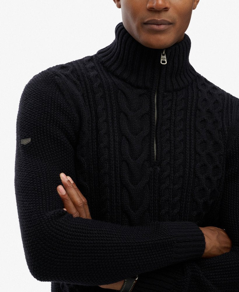 Superdry Mens Vintage 'Jacob' Cable Knit Half Zip Jumper