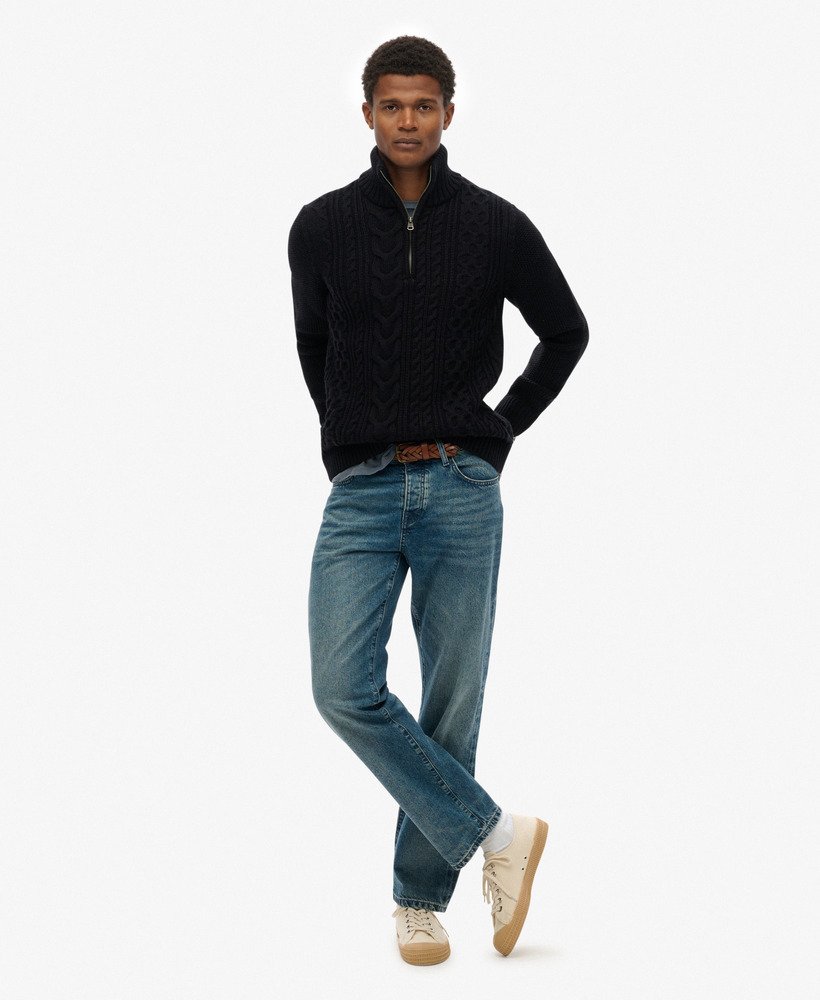 Superdry Mens Vintage 'Jacob' Cable Knit Half Zip Jumper