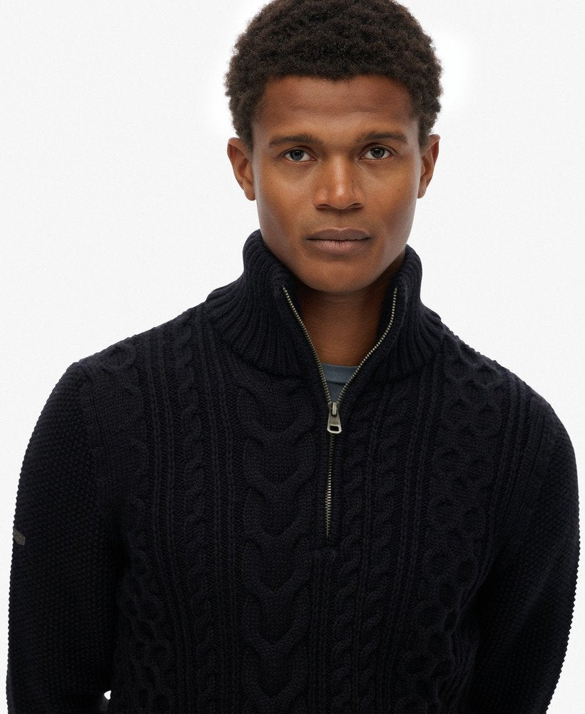 Superdry Mens Vintage 'Jacob' Cable Knit Half Zip Jumper