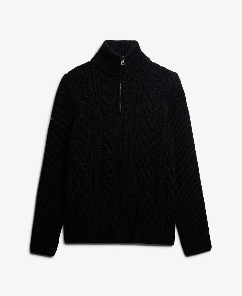 Superdry Mens Vintage 'Jacob' Cable Knit Half Zip Jumper