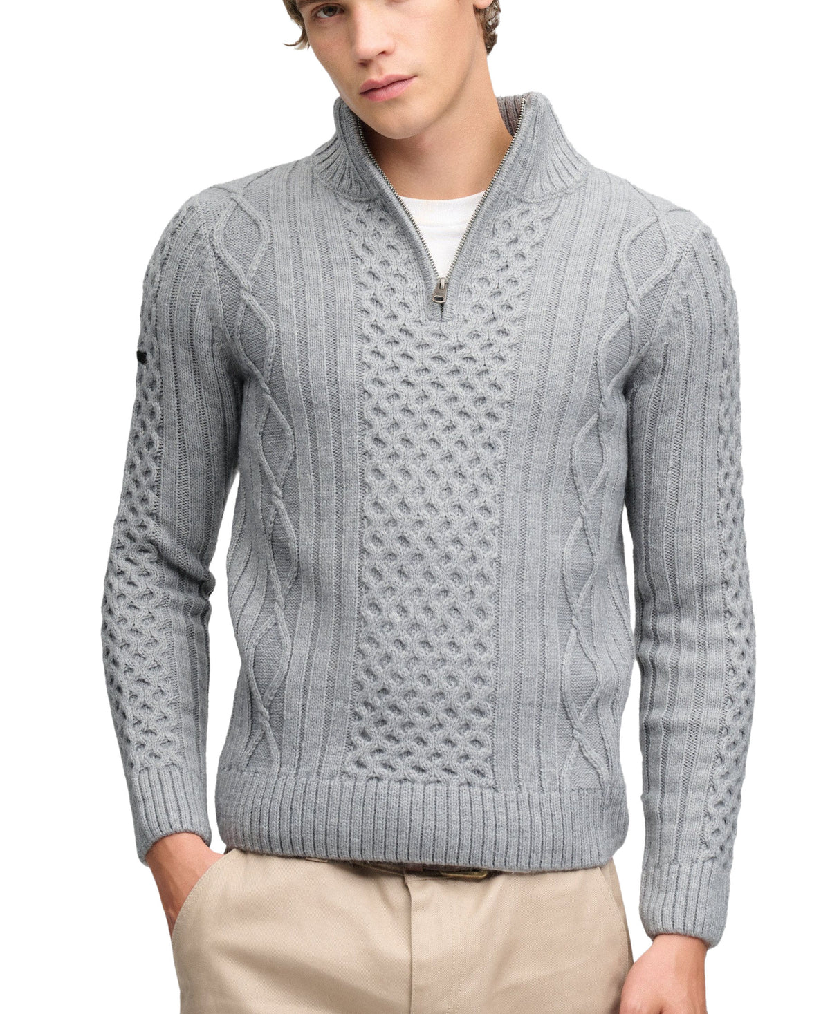 Superdry Mens Vintage 'Jacob' Cable Knit Half Zip Jumper