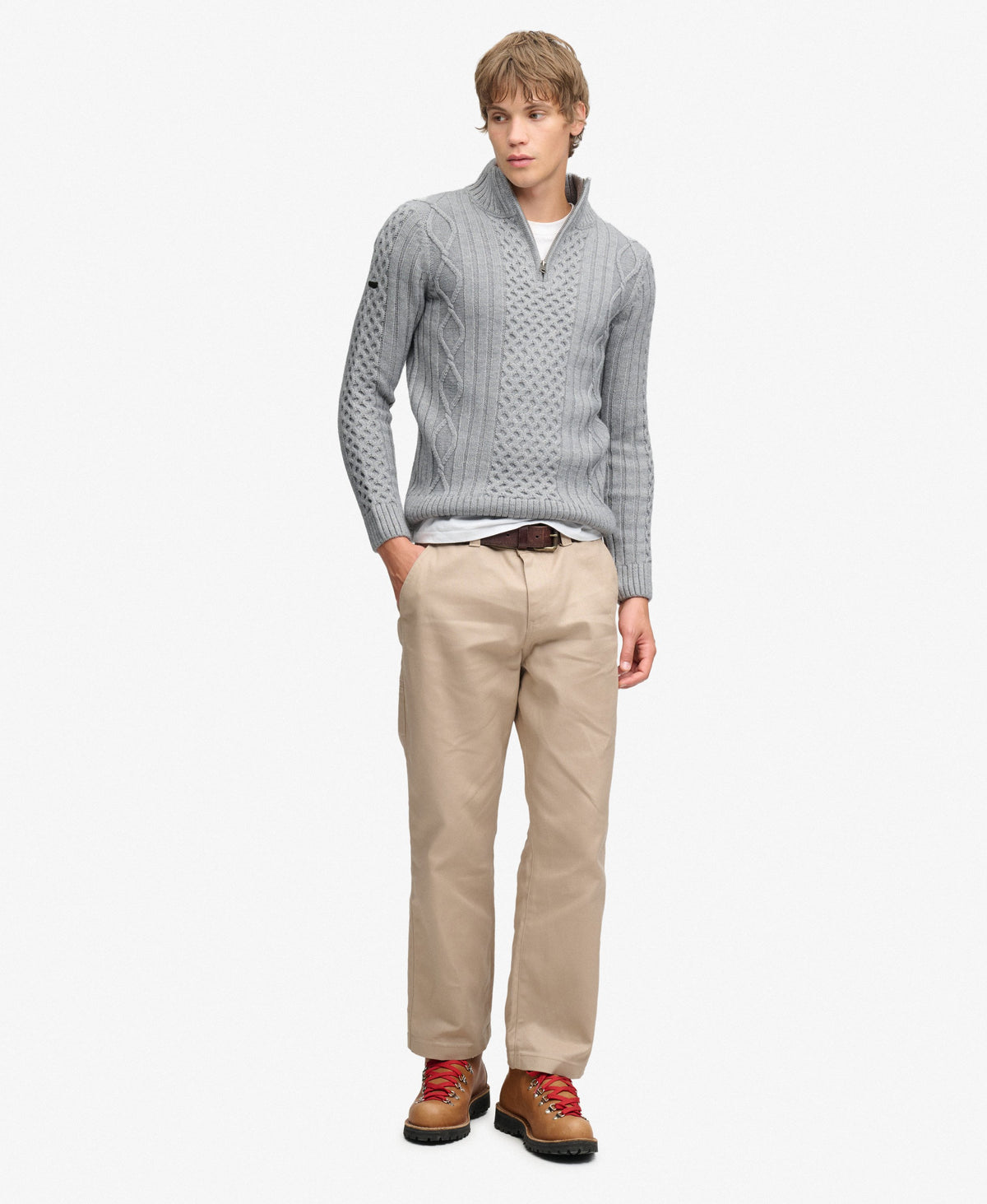 Superdry Mens Vintage 'Jacob' Cable Knit Half Zip Jumper