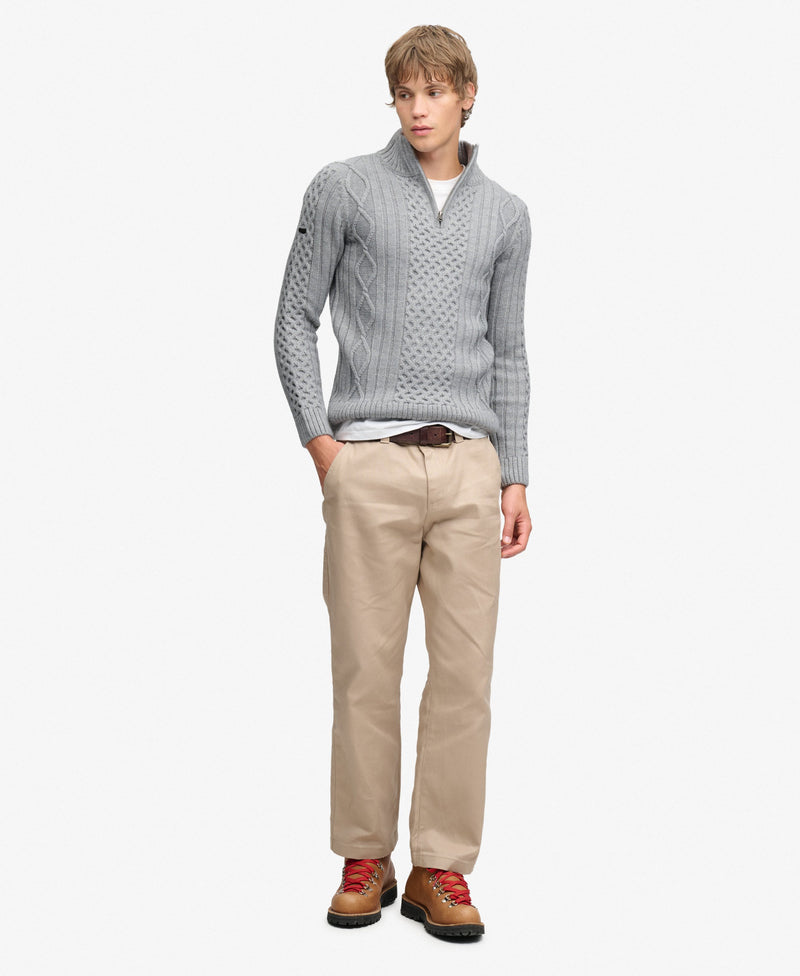 Superdry Mens Vintage 'Jacob' Cable Knit Half Zip Jumper