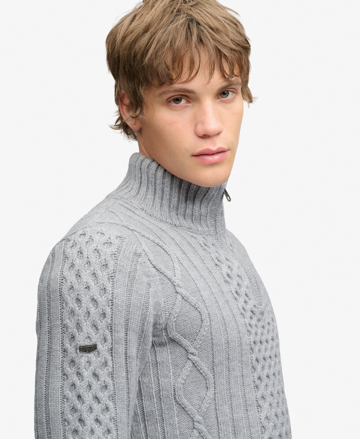 Superdry Mens Vintage 'Jacob' Cable Knit Half Zip Jumper