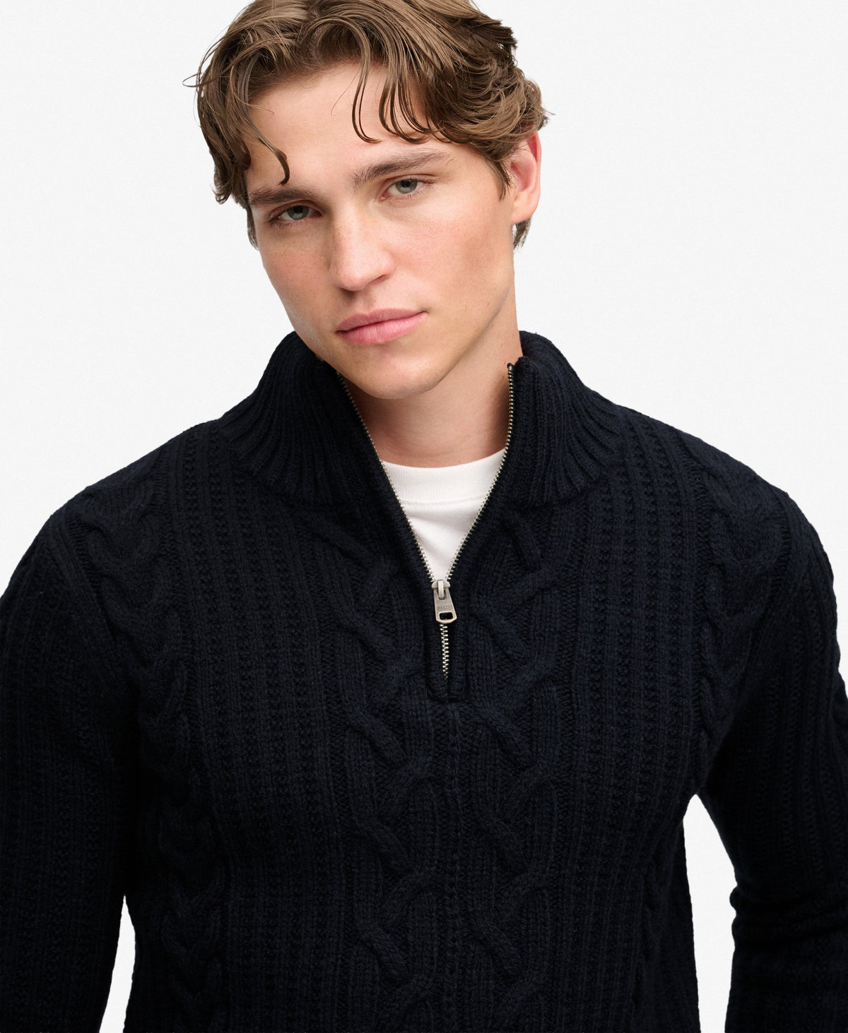Superdry Mens Vintage 'Jacob' Cable Knit Half Zip Jumper