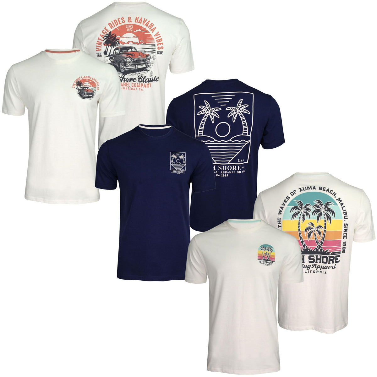 Xact Men's 3-Pack Printed Crew Neck T-Shirt, 100% Cotton, Short Sleeve