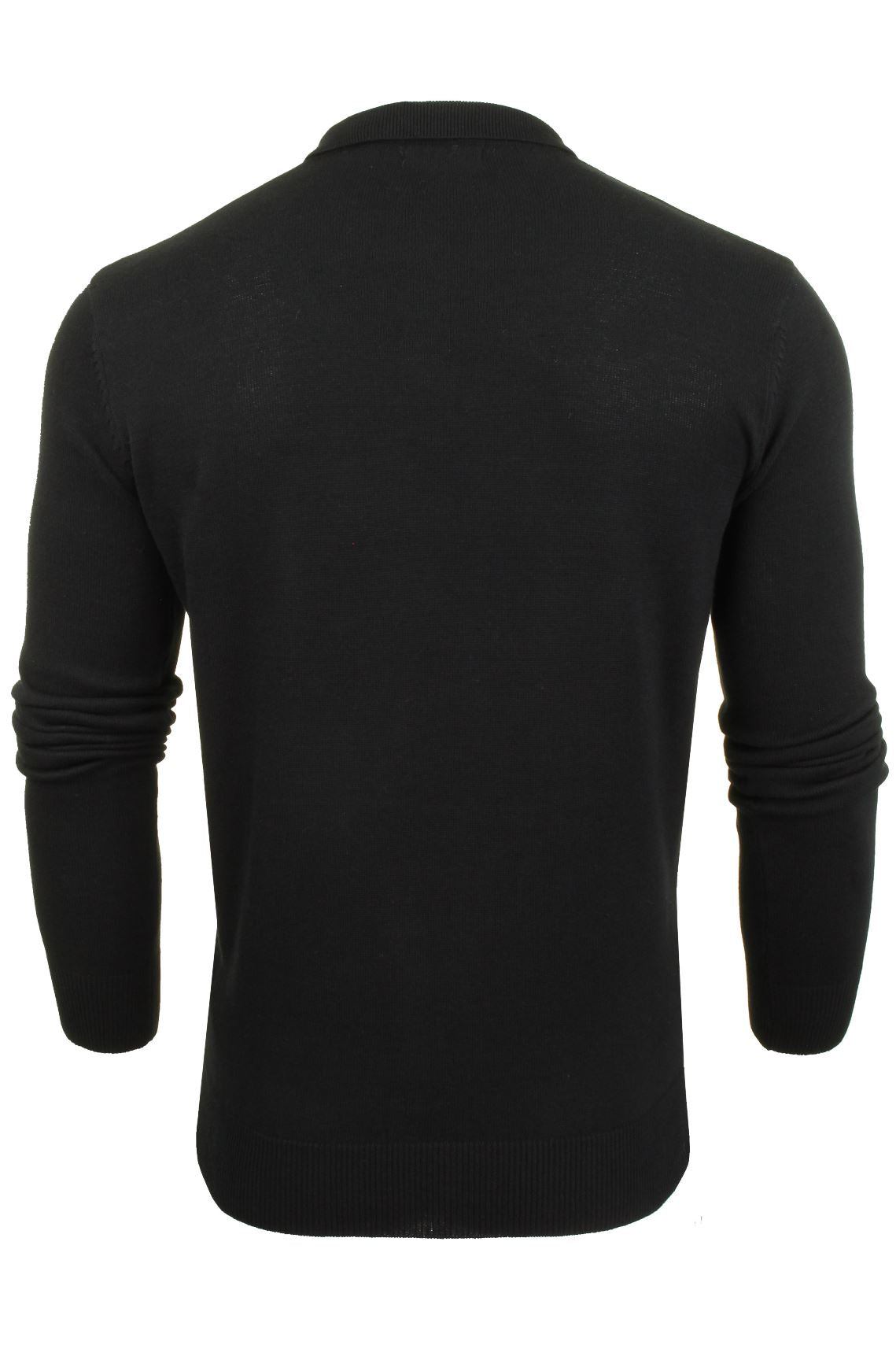 Mens Knitted Polo Shirt by Brave Soul Long Sleeved, 03, Mk-181Placket, Jet Black