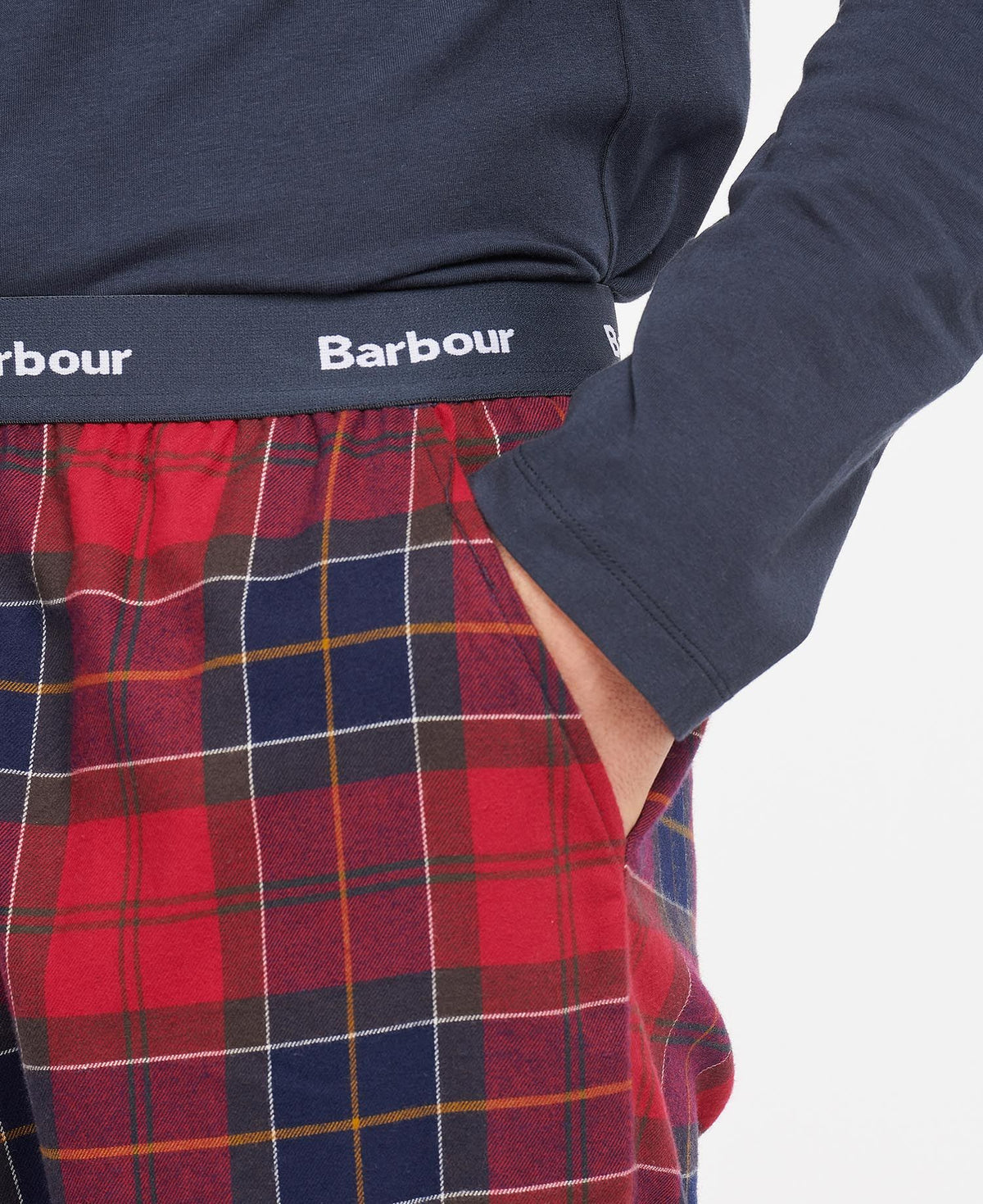 Barbour Mens 'Doug' PJ/ Pyjama Set - L/S Tee and Checked Long Bottoms, 05, Mnw0012, Red Tartan