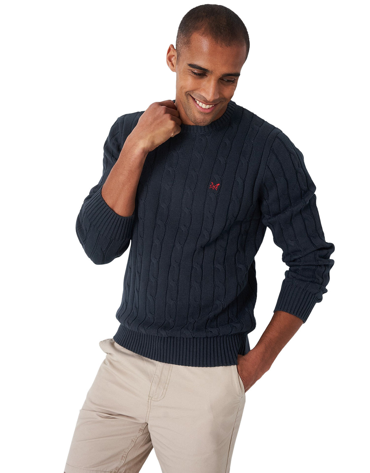Crew Clothing Mens Cable Crew Jumper, 01, Mpc025, Navy
