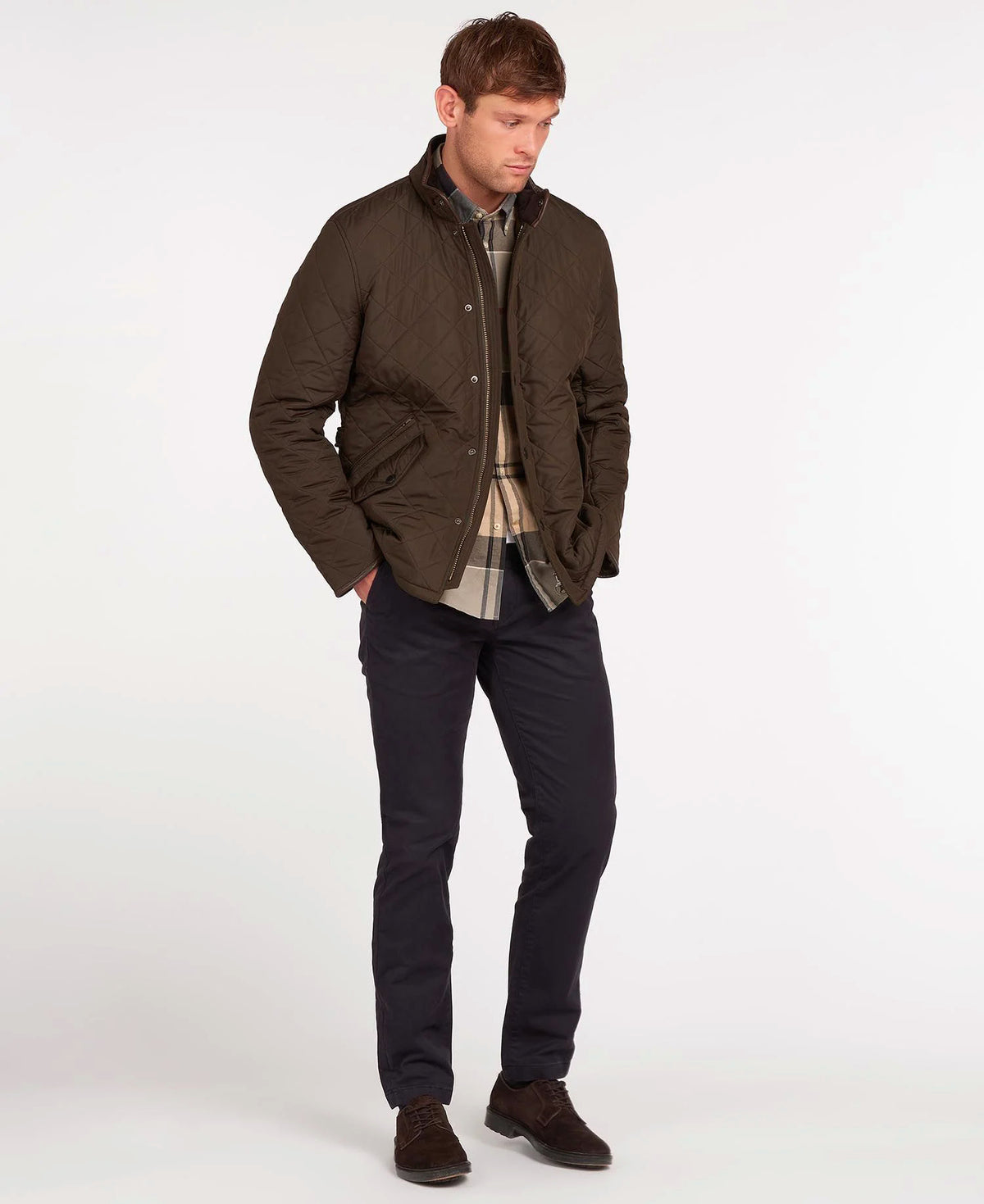 Barbour Mens Powell Quilted Chelsea Jacket, 04, Mqu0281, Olive