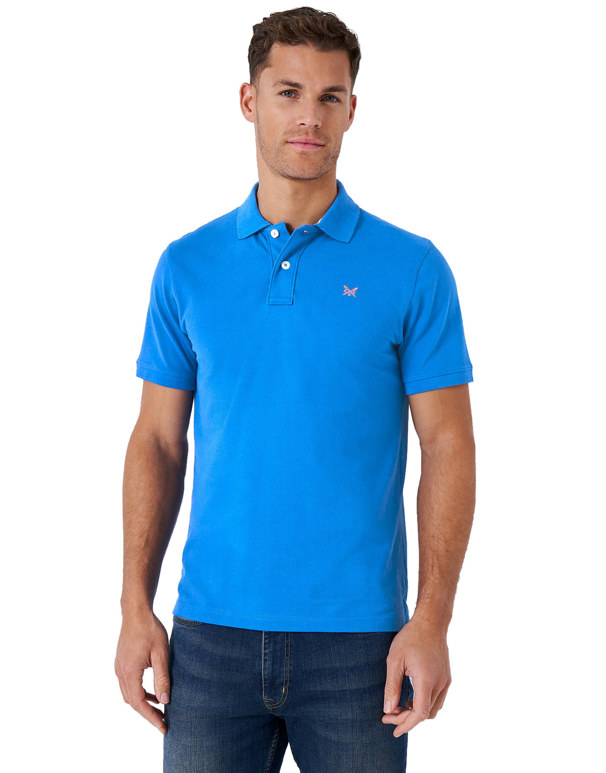 Crew Clothing Mens Pique Polo Shirt 'Classic Pique Polo' - Short Sleeved, 01, Mke002, Victoria Blue