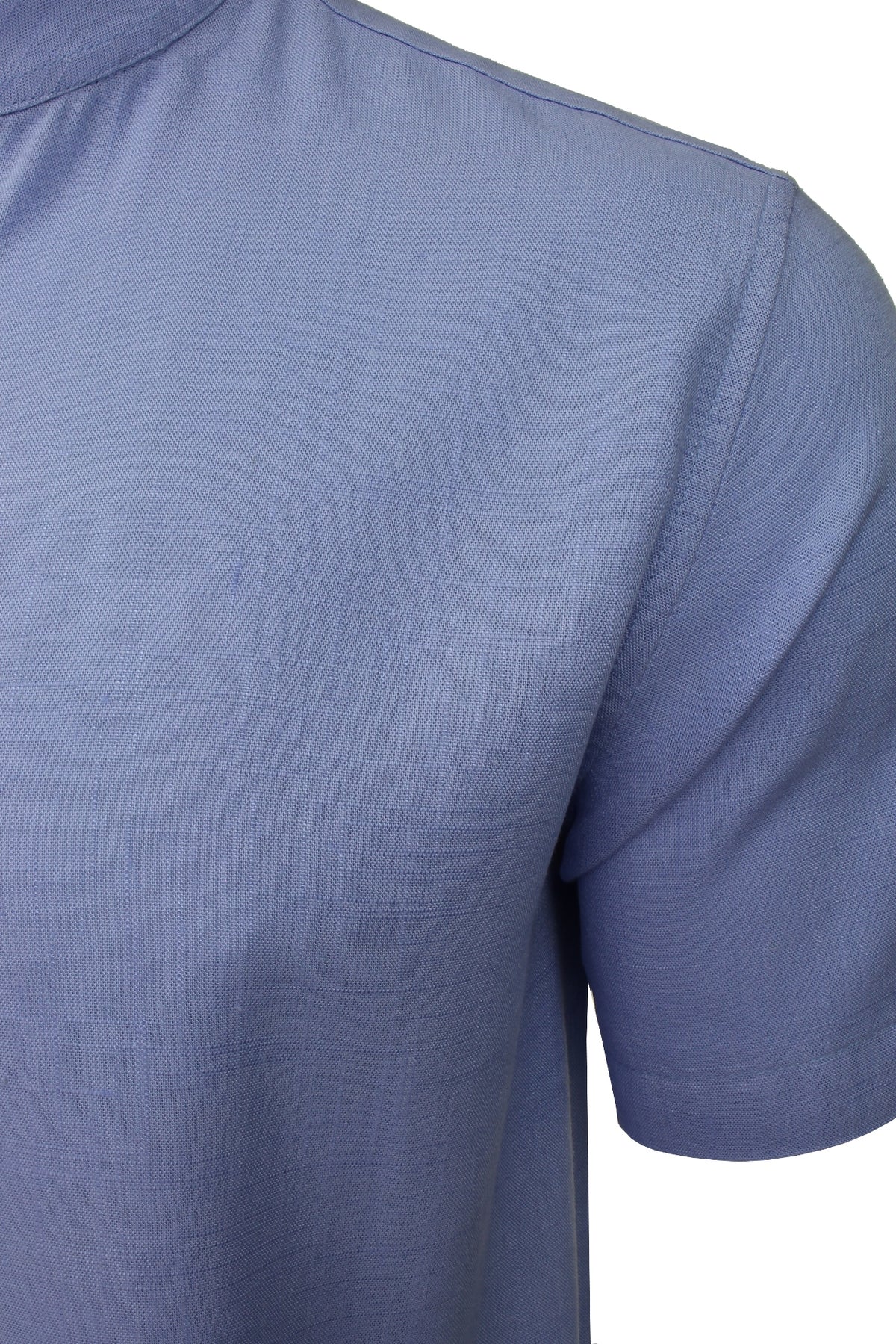 Brave Soul Mens 'Anglo' Linen Mix Grandad Shirt - Short Sleeved, 02, Msh-508Anglo, Light Blue