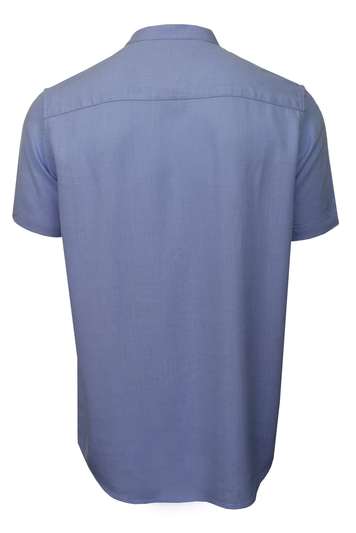 Brave Soul Mens 'Anglo' Linen Mix Grandad Shirt - Short Sleeved, 03, Msh-508Anglo, Light Blue