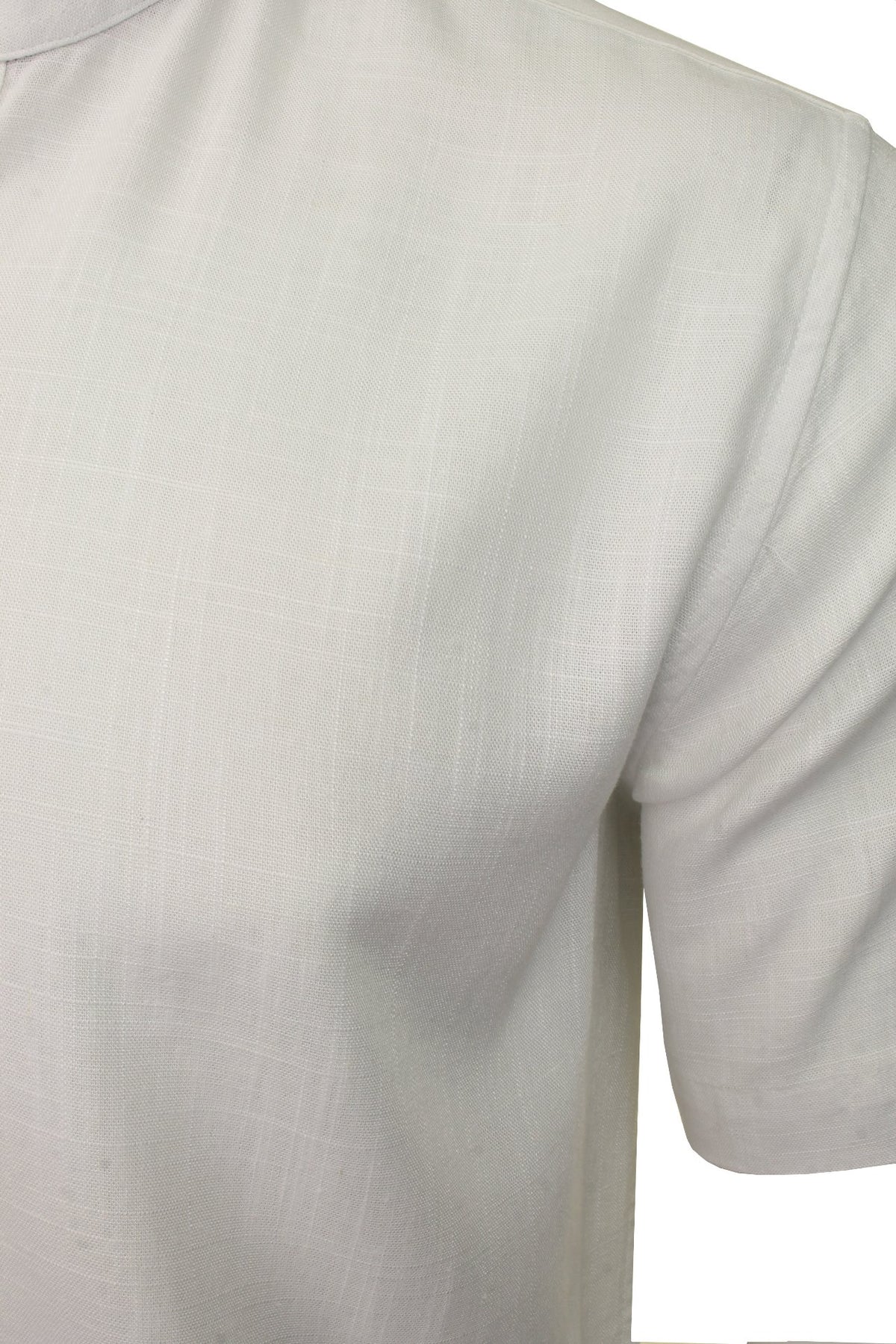 Brave Soul Mens 'Anglo' Linen Mix Grandad Shirt - Short Sleeved, 02, Msh-508Anglo, Optic White