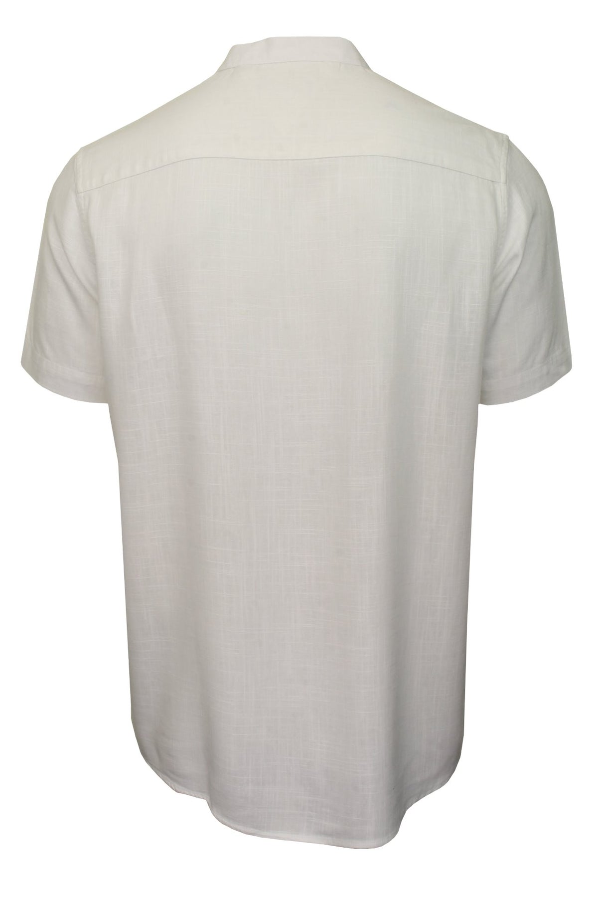 Brave Soul Mens 'Anglo' Linen Mix Grandad Shirt - Short Sleeved, 03, Msh-508Anglo, Optic White