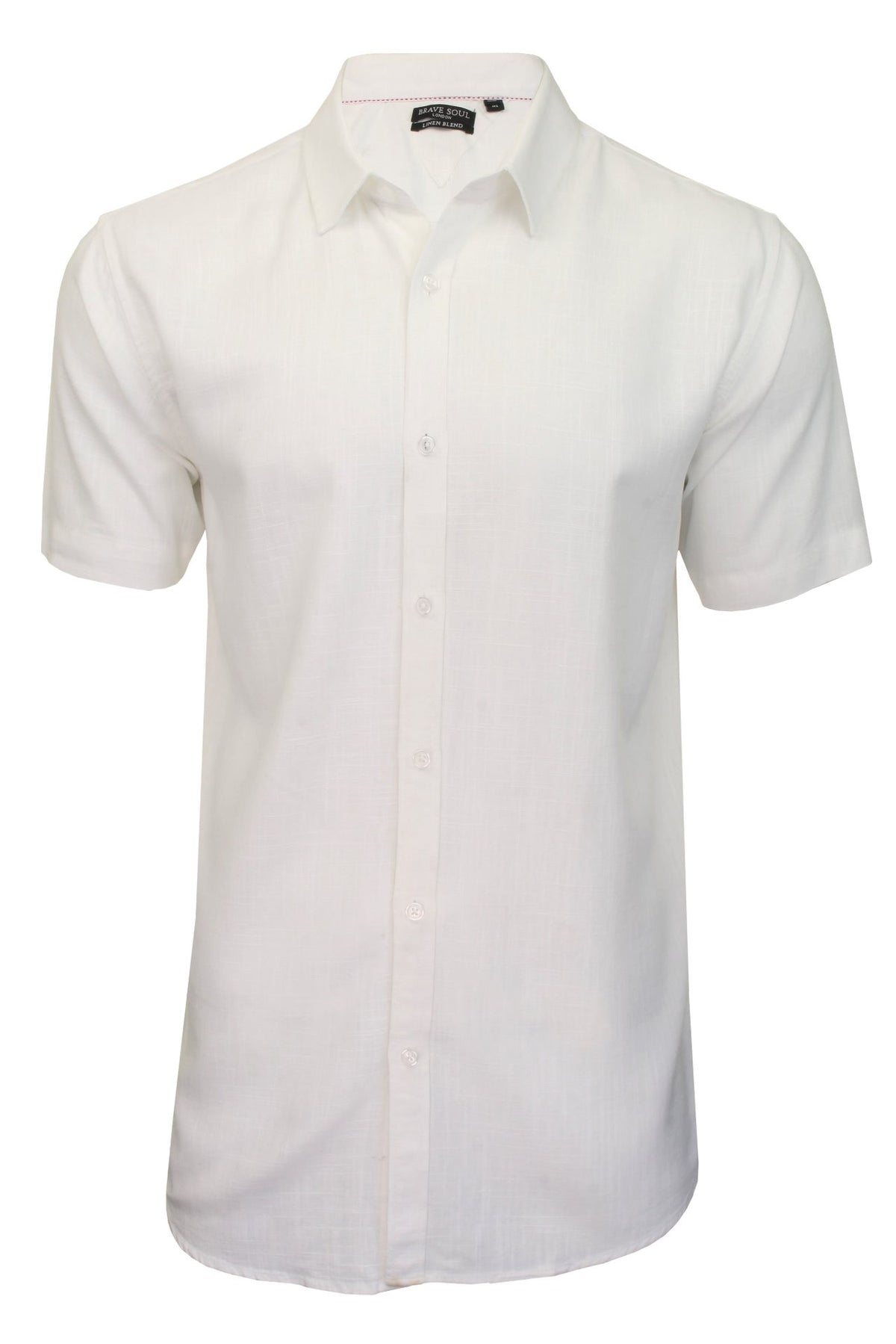 Brave Soul Mens Linen Shirt 'ESK' - Short Sleeved, 01, Msh-508Esk, Optic White