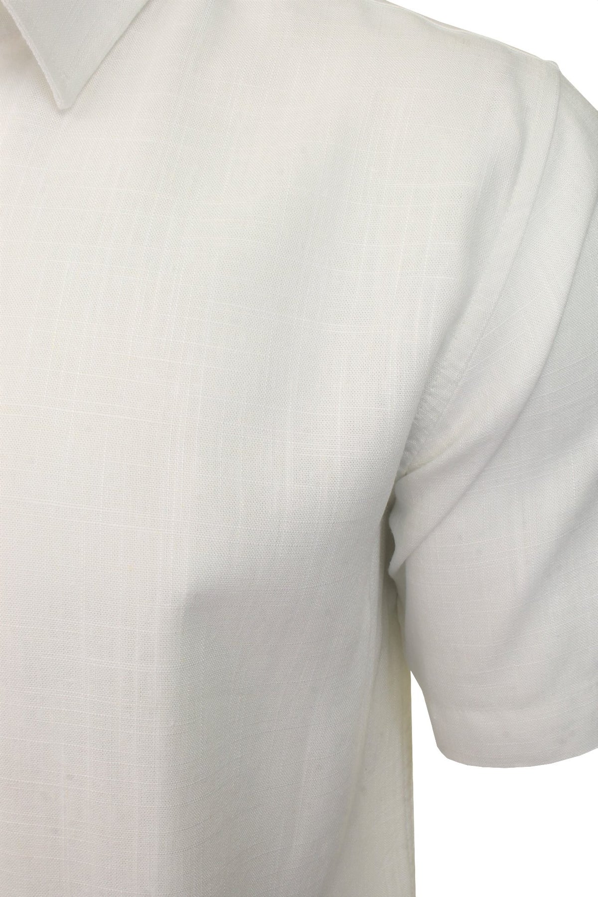 Brave Soul Mens Linen Shirt 'ESK' - Short Sleeved, 02, Msh-508Esk, Optic White