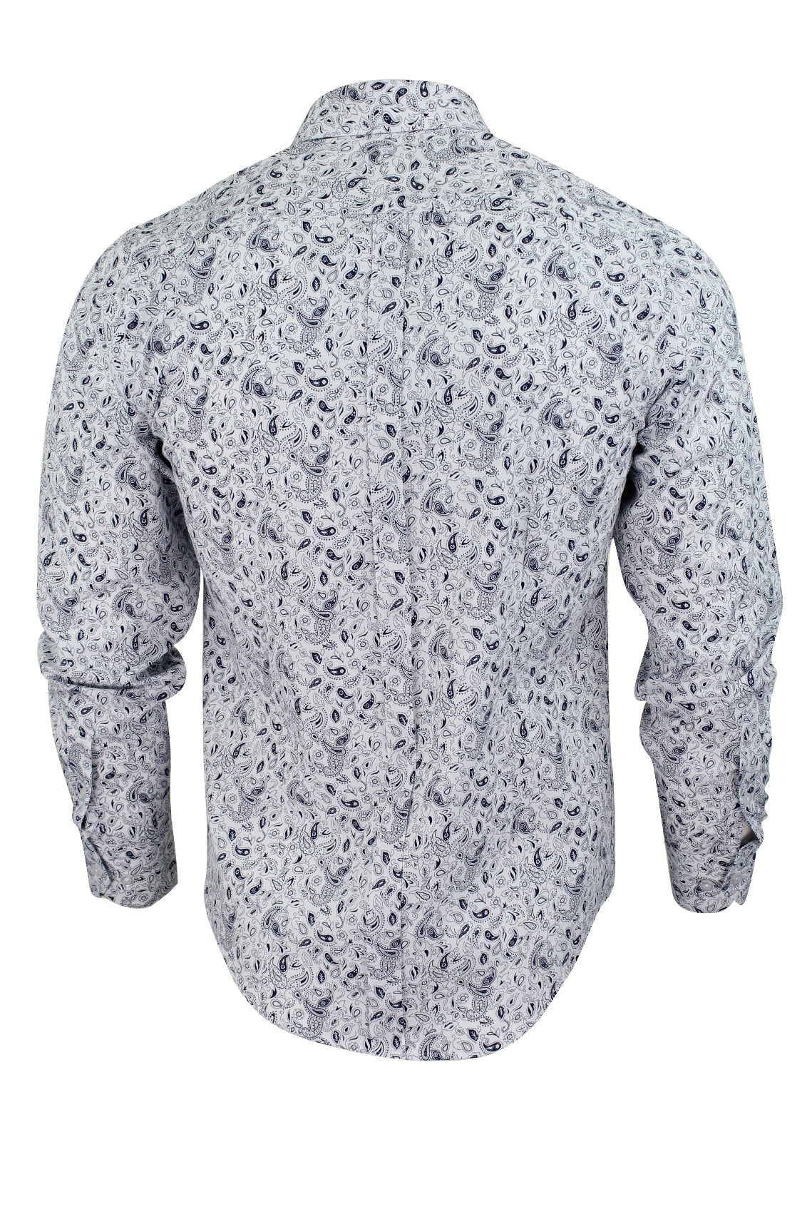 Mens Shirt Paisley by Xact - Fashion Long Sleeve Button Down, 03, Mshx104, Navy/ White