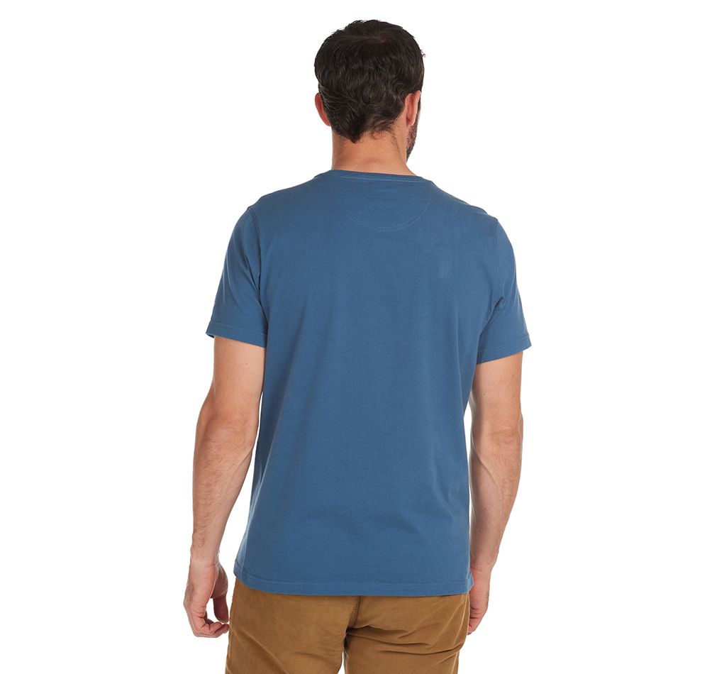 Barbour Men's Sports T-Shirt - Short Sleeved, 03, Mts0331, Dk Denim