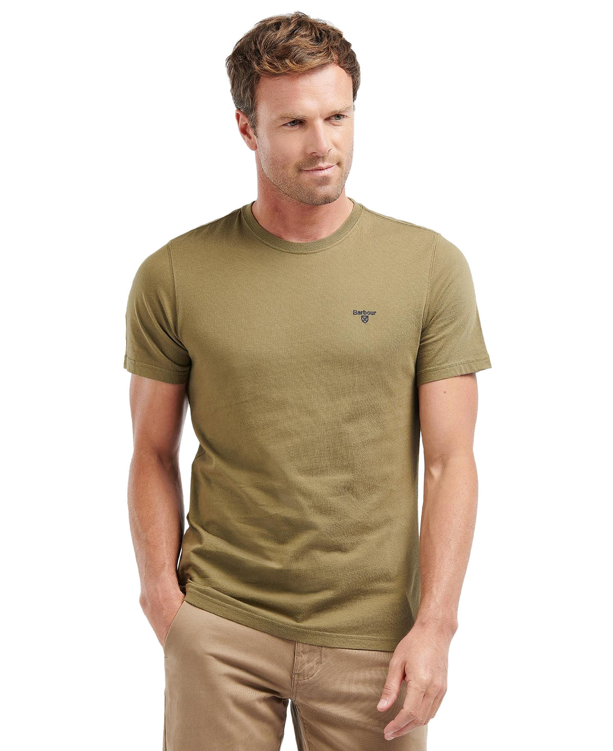 Barbour Men's Sports T-Shirt - Short Sleeved, 01, Mts0331, Mid Olive