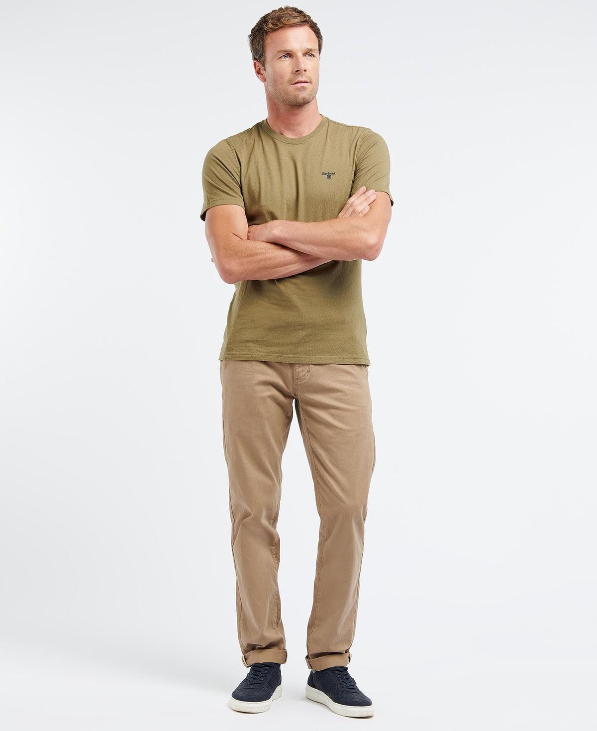 Barbour Men's Sports T-Shirt - Short Sleeved, 03, Mts0331, Mid Olive