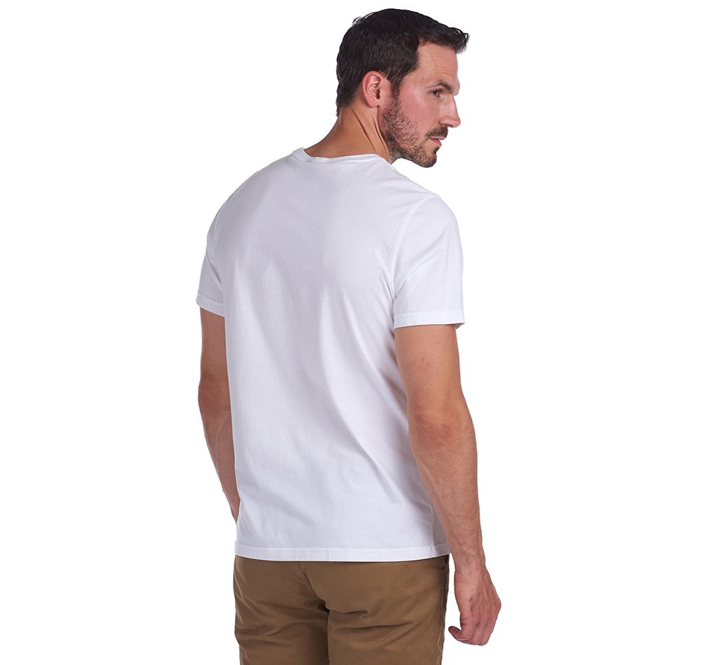 Barbour Men's Ridge Logo T-Shirt - Short Sleeved, 03, Mts0748, White