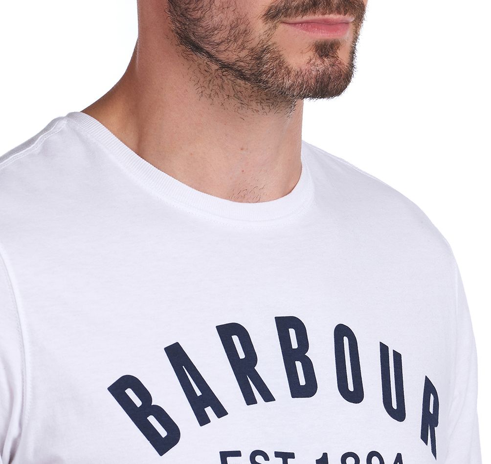 Barbour Men's Ridge Logo T-Shirt - Short Sleeved, 04, Mts0748, White
